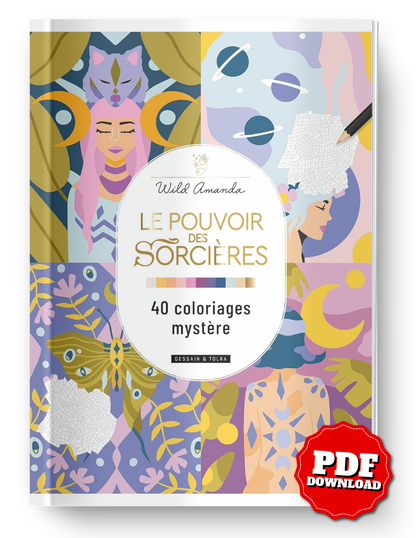 Witch Mystery Coloring Book | 40 Mystery Coloring Pages | Color by Number | Printable PDF | Digital Download