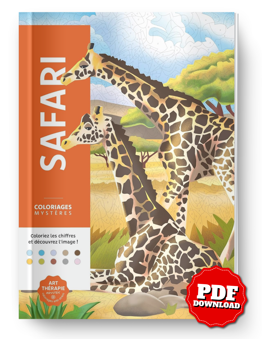 Safari Mystery Color By Number Book | Hidden Picture Animal Coloring Book | Printable PDF Coloring Pages for Adults & Teens
