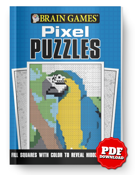 Brain Games Pixel Puzzles | Color by Number Pixel Art Coloring Book | Printable PDF | Hidden Picture Puzzle Book | Instant Digital Download