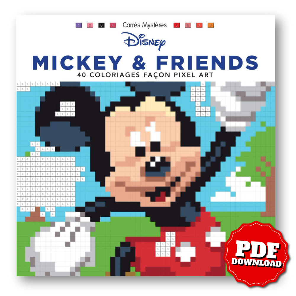 Disney Mickey & Friends – Mystery Squares Pixel Art Coloring Book (40 Pages)