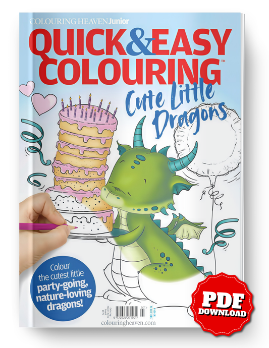 Cute Little Dragons Coloring Book PDF – Easy Dragon Coloring Pages for Kids | Digital Download