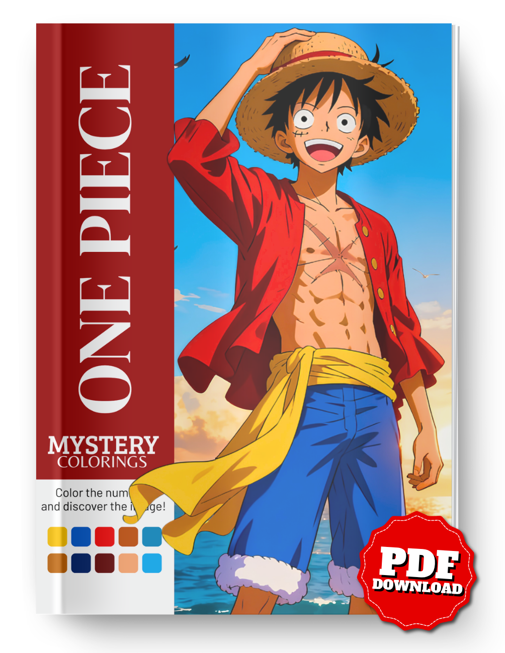 One Piece Mystery Coloring Book (Digital Download) | Anime Color by Number PDF for iPad & Print