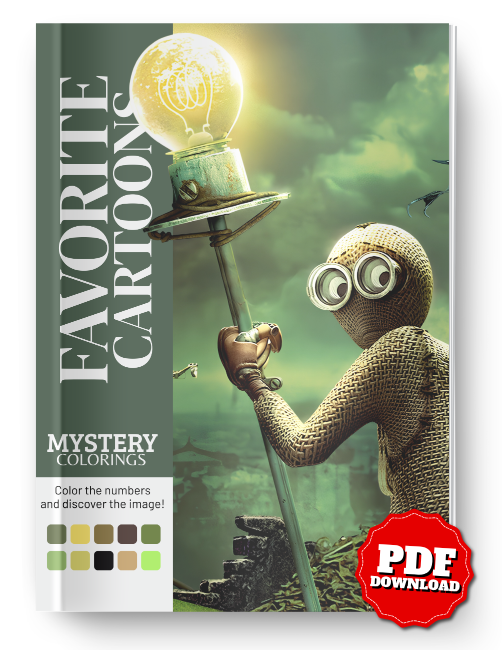 Mix Cartoon Mystery Color By Number Book | 50+ Hidden Picture Coloring Pages | Digital PDF Coloring Book for Adults & Teens