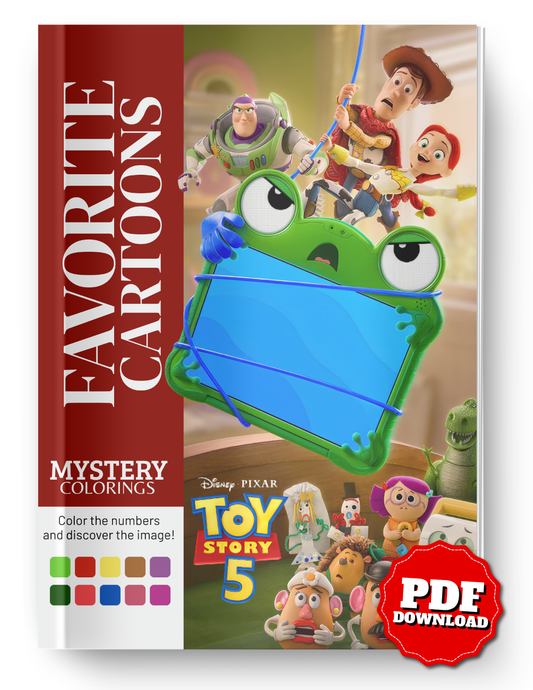 Toy Story 5 Mystery Color By Number Book | Hidden Picture Coloring Pages | Digital PDF Coloring Book for Adults & Teens