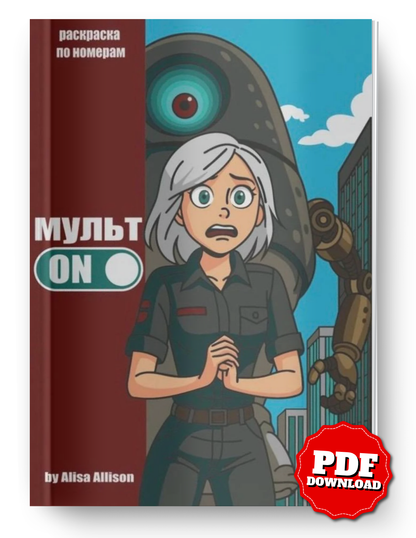 Mystery Coloring Book PDF | Robot Adventure Color by Number | Sci-Fi Cartoon Printable | Digital Download