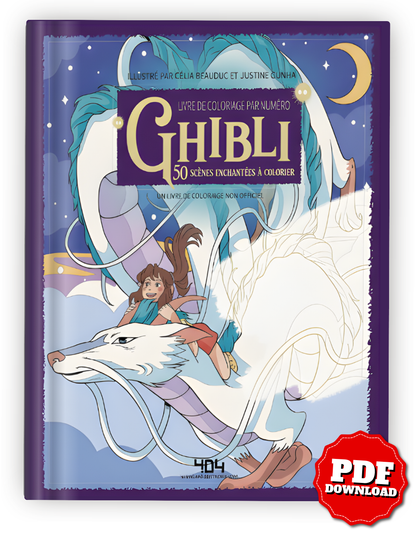 Ghibli-Inspired Mystery Coloring Book PDF – Color by Number Printable (50 Enchanted Scenes)