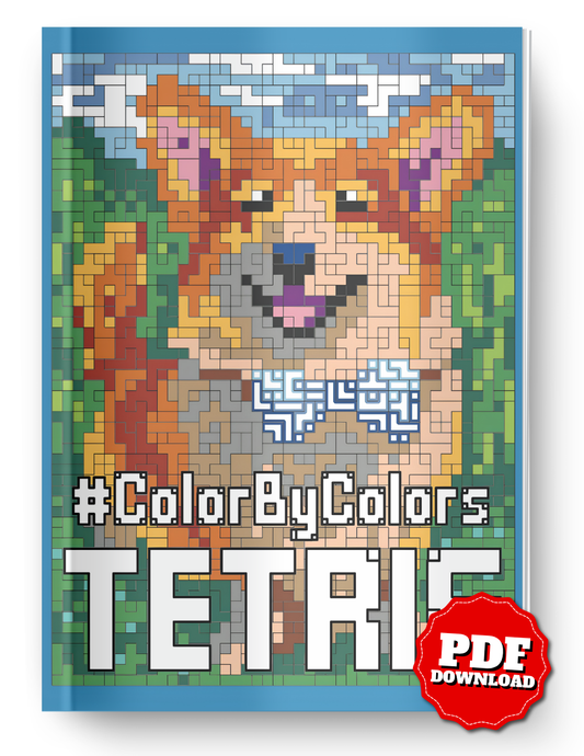 Tetris Color By Colors | Pixel Block Puzzle Coloring Book | Color by Line Activity | Printable PDF | Instant Digital Download