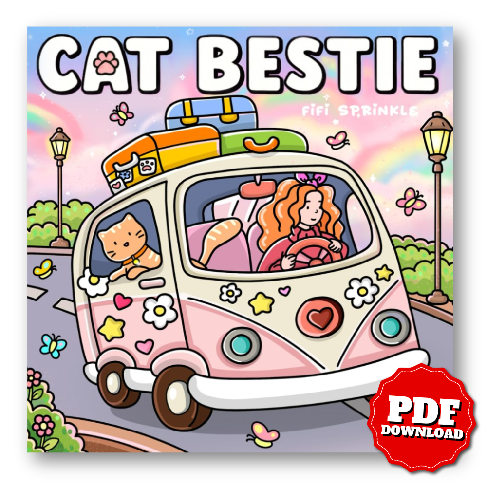 Cat Bestie: Cozy Coloring Book for Adults and Teens Featuring Comfy Life with Cute Cat and Girl Moments