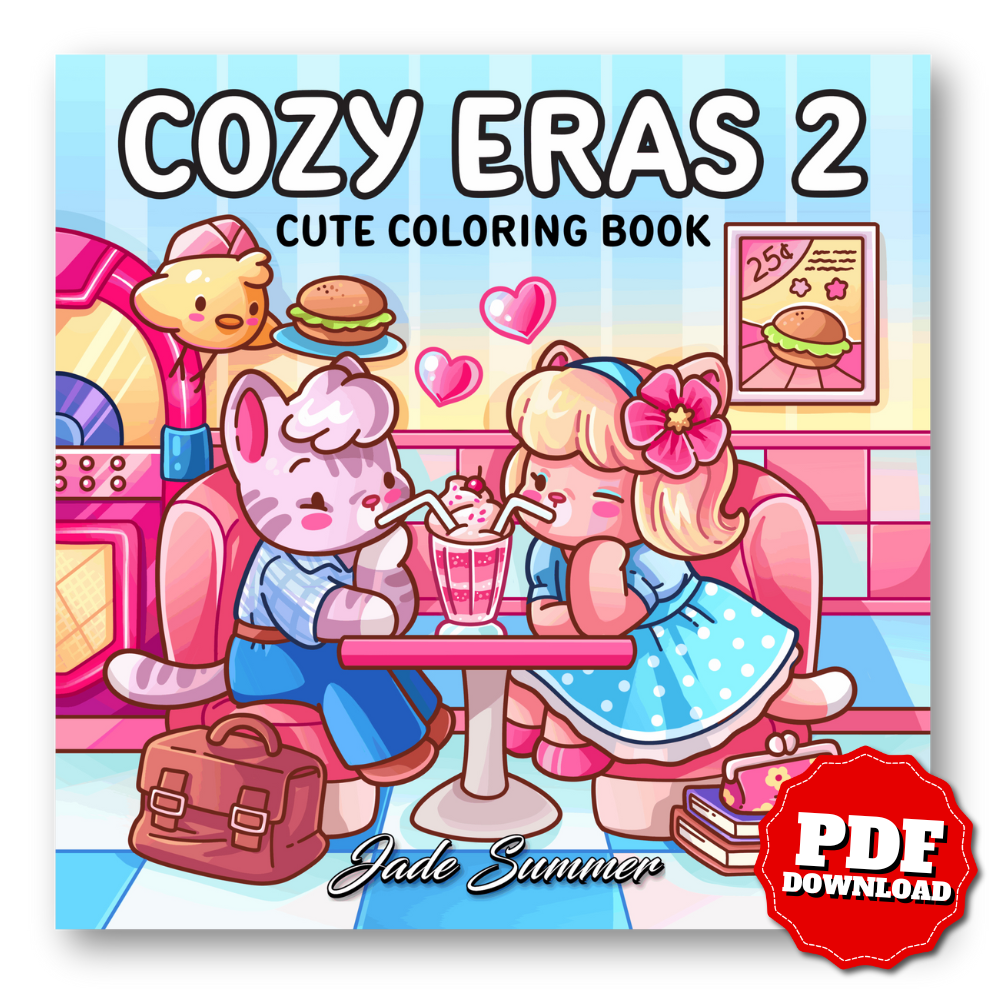 Cozy Eras 2: Cute Coloring Book for Adults and Teens with Charming Characters and Easy-to-Color Nostalgic Scenes for Relaxation