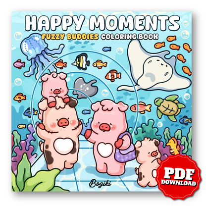 Happy Moments: Cute Coloring Book for Adults and Teens Featuring Animal Families in Cozy Home Scenes for Relaxation and Stress Relief
