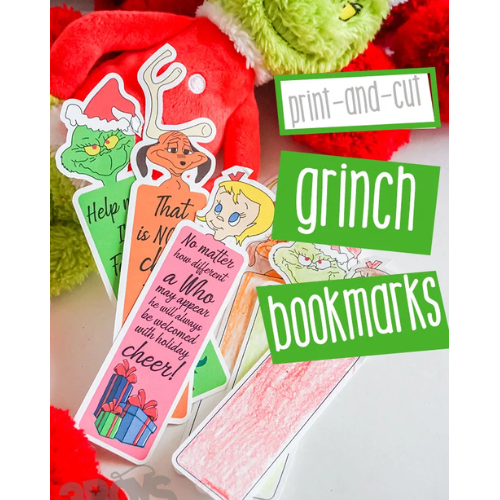 The Grinch Christmas Bookmarks | Printable Holiday Bookmarks for Kids & Teachers | Fun Reading Gift