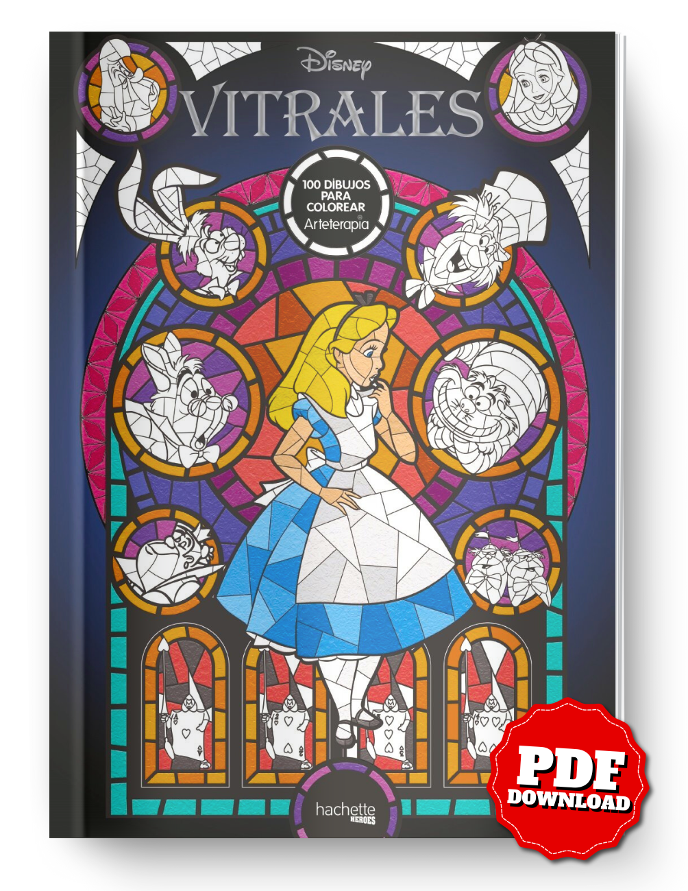 Disney Stained Glass Coloring Book – 100 Pages | Printable PDF | Art Therapy