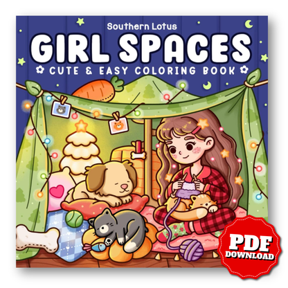 Girl Spaces Coloring Book | Cute & Easy Pages for Girls & Kids