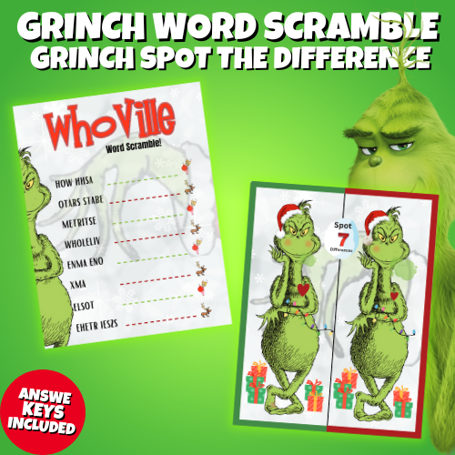 The Grinch Christmas Activity Book | Fun Holiday Worksheets & Games for Kids | Printable PDF