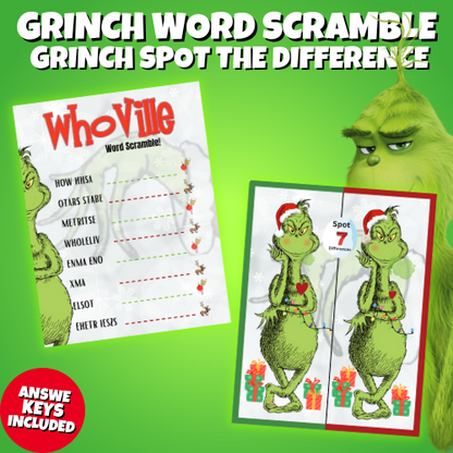The Grinch Christmas Activity Book | Fun Holiday Worksheets & Games for Kids | Printable PDF