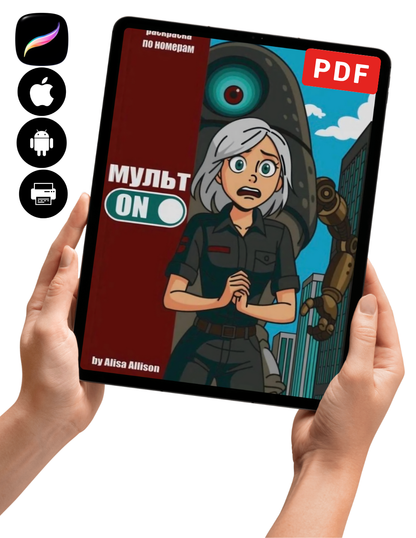 Mystery Coloring Book PDF | Robot Adventure Color by Number | Sci-Fi Cartoon Printable | Digital Download