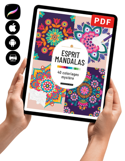 Mystery Mandala Coloring Book PDF | 40 Color by Number Pages | Floral Mandalas & Relaxing Patterns | Printable Digital Download