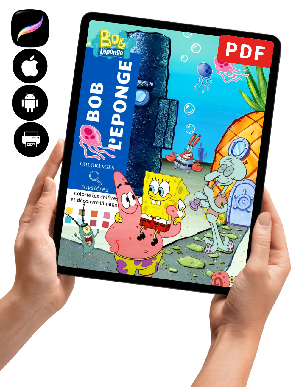 SpongeBob Mystery Coloring Book (PDF) – Color by Number Printable for Kids & Adults