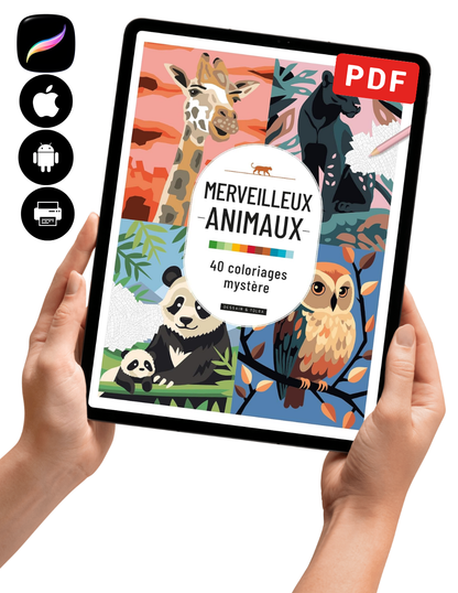 Merveilleux Animaux – Mystery Coloring Book PDF | 40 Animal Color by Number Pages