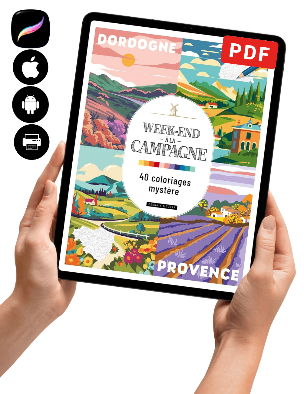 Mystery Coloring Book – French Countryside Landscapes PDF | 40 Color by Number Pages | Digital Download