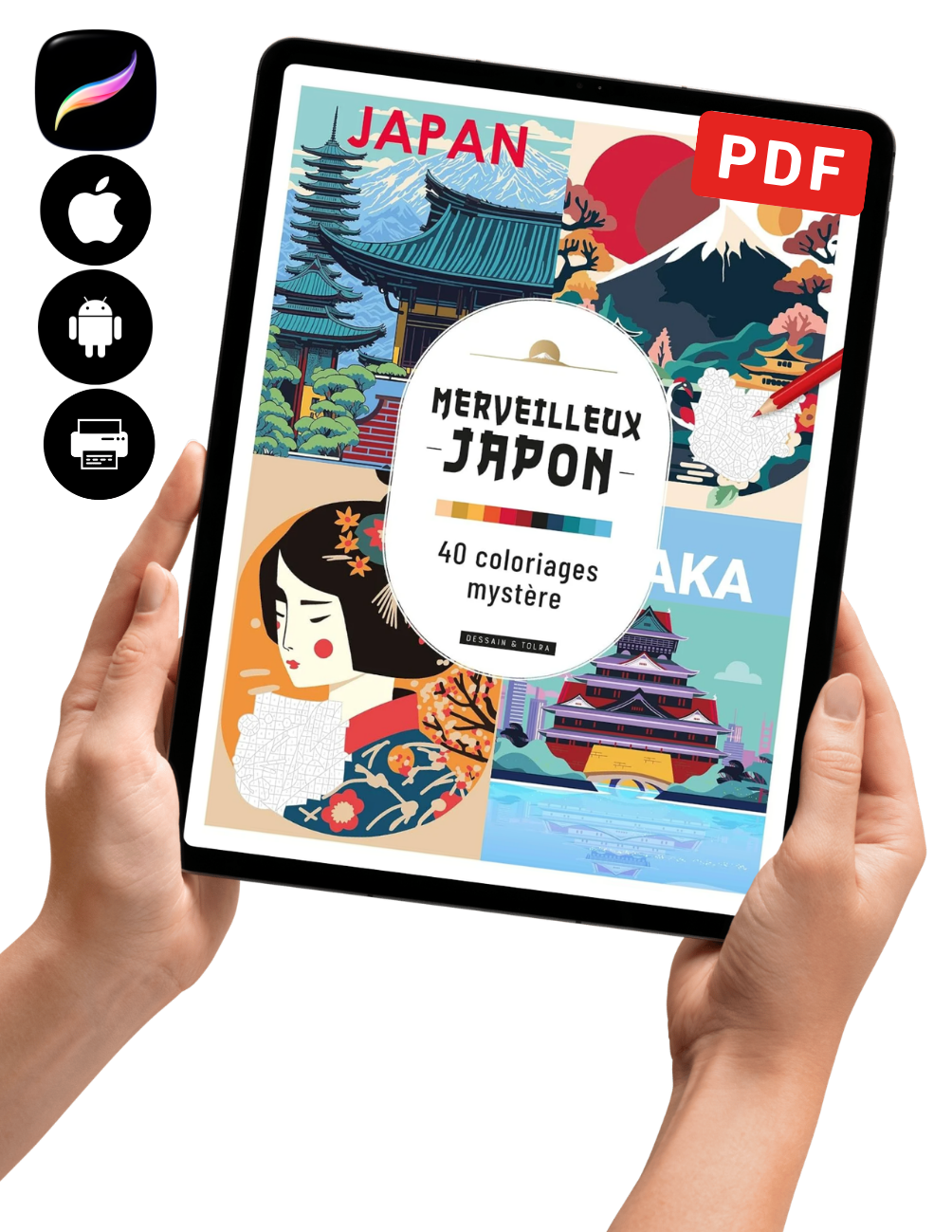Japan Mystery Coloring Book PDF – 40 Color by Number Pages | Japanese Culture & Travel Coloring