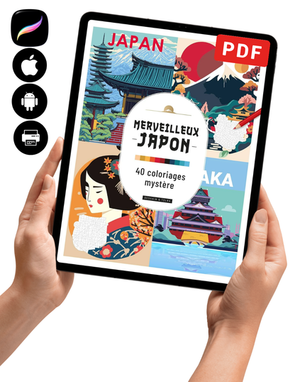 Japan Mystery Coloring Book PDF – 40 Color by Number Pages | Japanese Culture & Travel Coloring