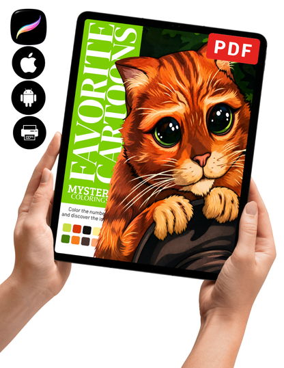 Favorite Cartoons Mystery Coloring Book | Cute Animal Adventures Color by Number | Digital PDF Download