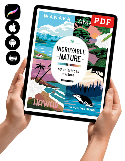 Incredible Nature Mystery Coloring Book PDF | 40 Color by Number Pages | Landscapes, Wildlife & Nature | Printable Digital Download