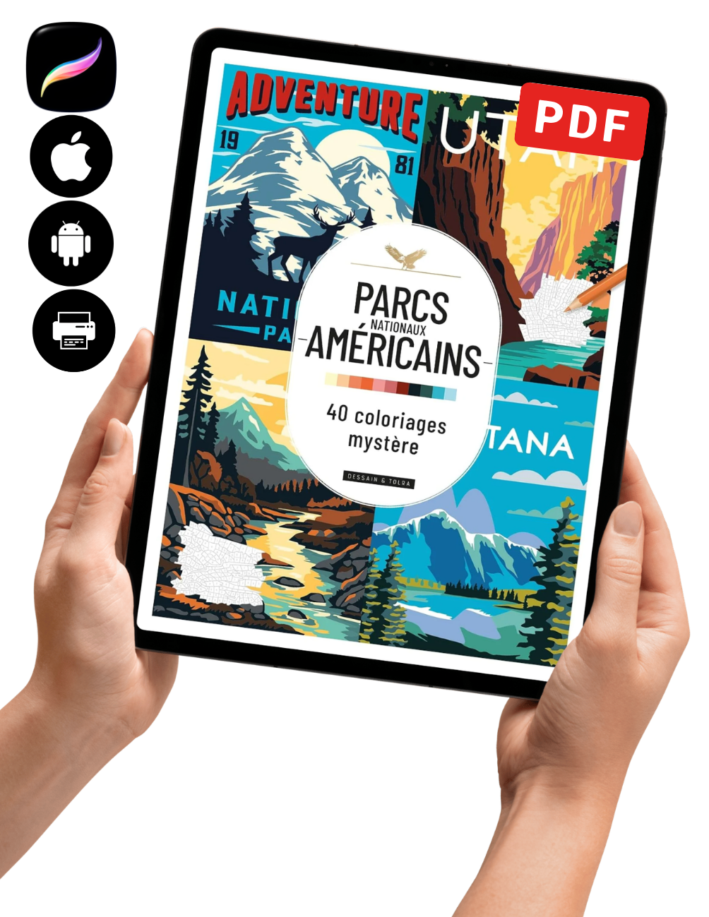 American National Parks Mystery Coloring Book PDF – 40 Color by Number Pages | Nature & Landscape Coloring