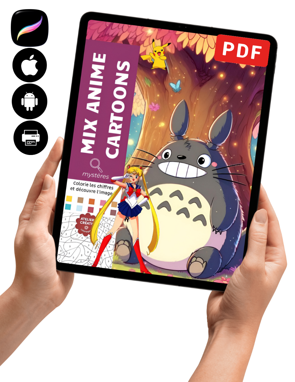 Mix Anime Cartoons Mystery Coloring Book PDF | Digital Download Color by Number Pages