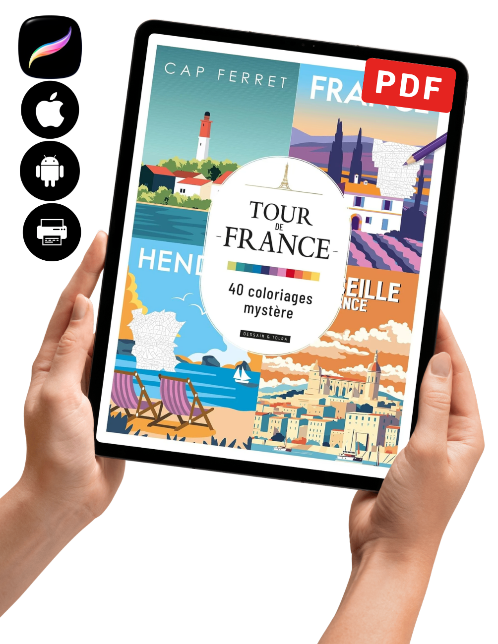 France Mystery Coloring Book PDF – 40 Travel Color by Number Pages | French Landscapes & Cityscapes