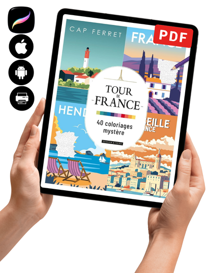 France Mystery Coloring Book PDF – 40 Travel Color by Number Pages | French Landscapes & Cityscapes