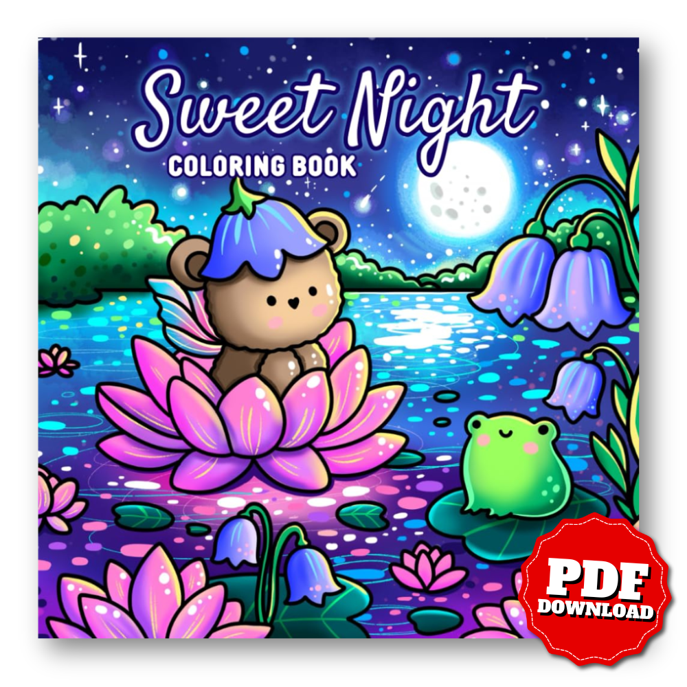 Sweet Night: A Hand-Drawn Coloring Book for All Ages – 42 Magical Illustrations of Starry Skies, Cute Animals, and Peaceful Night Scenes: Relax and ... Perfect for Coloring Enthusiasts of All Ages
