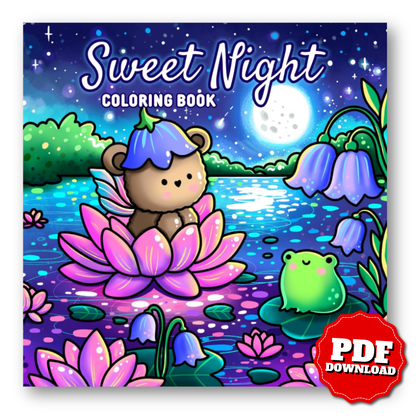 Sweet Night: A Hand-Drawn Coloring Book for All Ages – 42 Magical Illustrations of Starry Skies, Cute Animals, and Peaceful Night Scenes: Relax and ... Perfect for Coloring Enthusiasts of All Ages