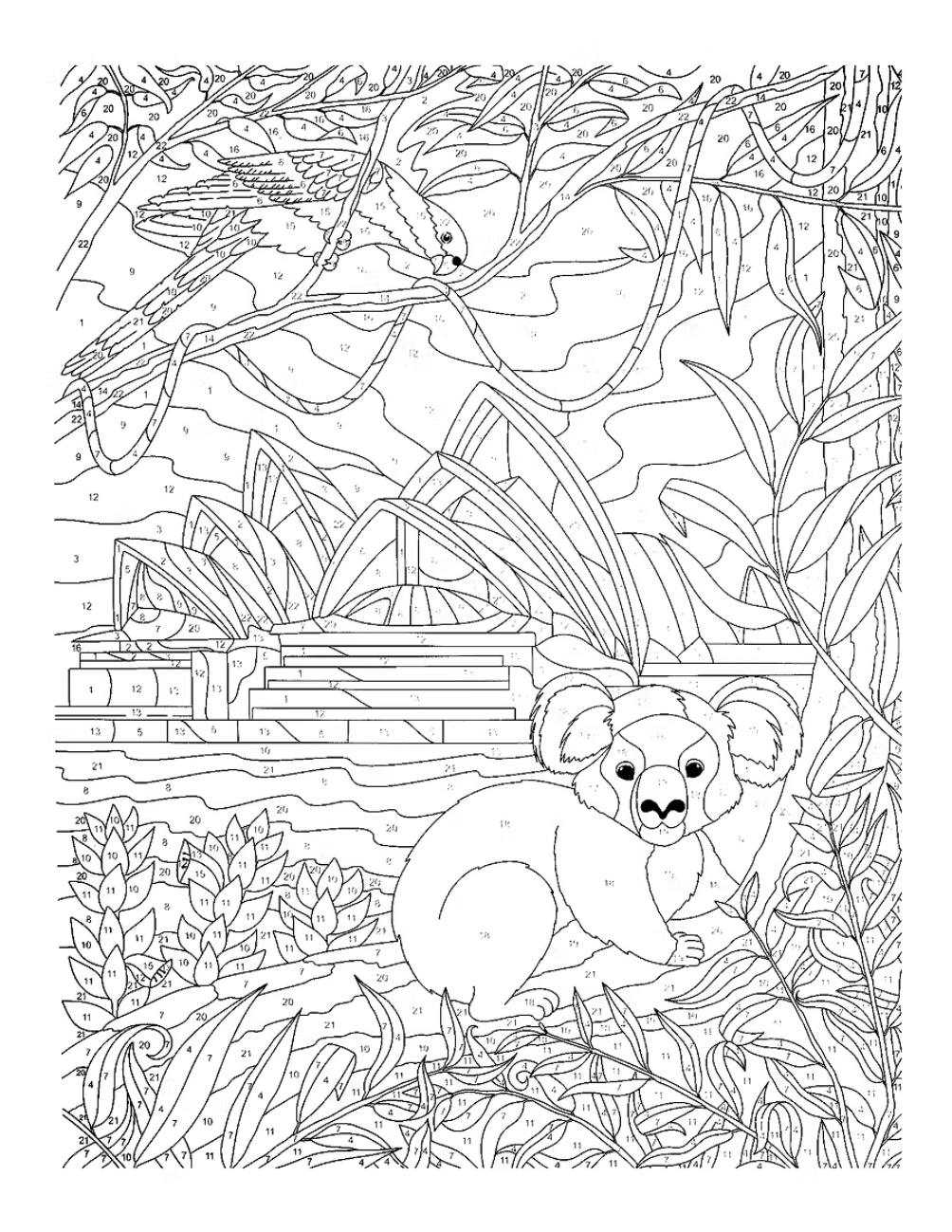 Mystery Coloring Book: Color by Number – Cozy Town & Scenic Landscapes | Printable PDF | Digital Download