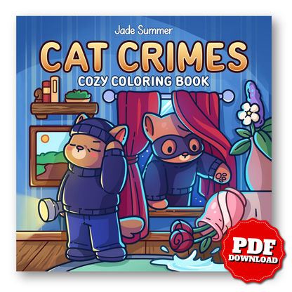 Cat Crimes: Cozy Coloring Book for Adults and Teens with Funny Scenes for Cat Lovers