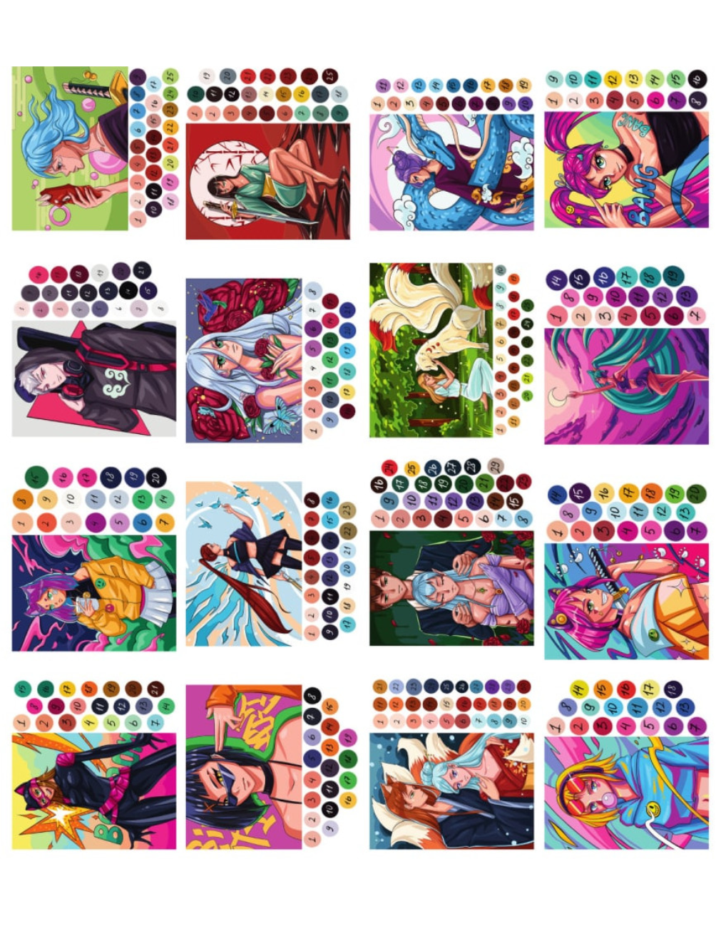Anime Mystery Coloring Book PDF | Color by Number Manga Girl | Gothic ...