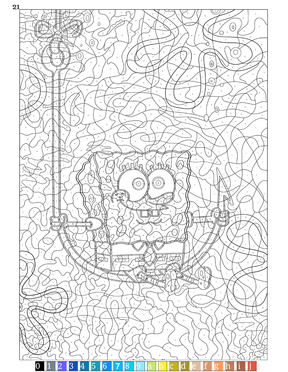 SpongeBob Mystery Coloring Book (PDF) – Color by Number Printable for Kids & Adults