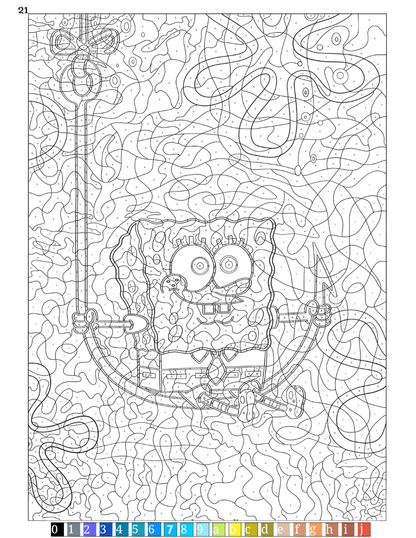 SpongeBob Mystery Coloring Book (PDF) – Color by Number Printable for Kids & Adults