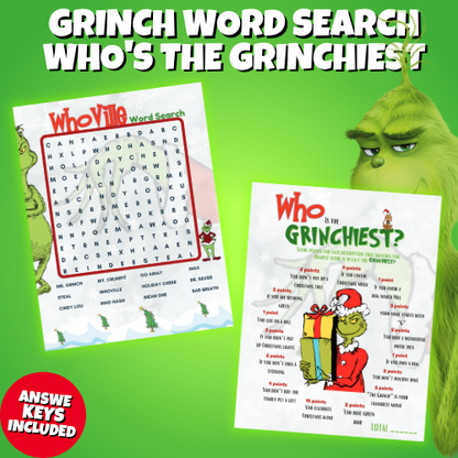 The Grinch Christmas Activity Book | Fun Holiday Worksheets & Games for Kids | Printable PDF