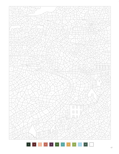 Mystery Coloring Book – French Countryside Landscapes PDF | 40 Color by Number Pages | Digital Download
