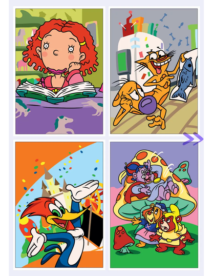 Funny Cartoon Mystery Coloring Book PDF – Color by Number | Kids Cartoon Coloring Pages | Digital Download
