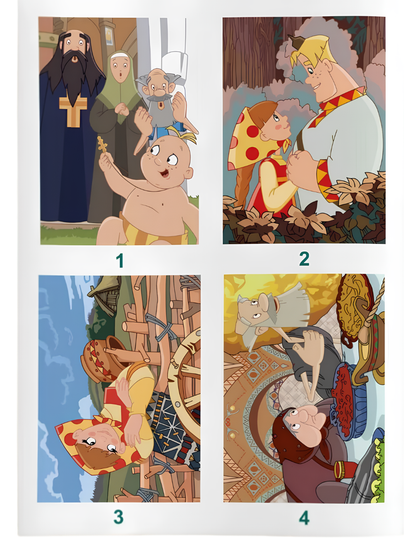 Three Bogatyrs Mystery Coloring Book PDF | Russian Cartoon Color by Number | Printable Digital Download