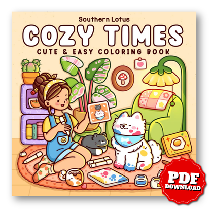 Cozy Times Coloring Book | Cute & Easy Relaxing Pages for Kids