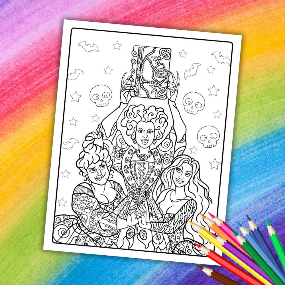 Hocus Pocus Coloring Pages | 26 Printable Halloween Sheets for Kids & Adults