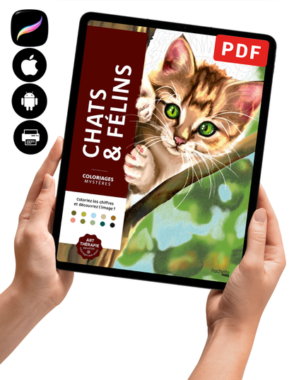 Cats & Felines Color by Number Book PDF – 100 Mystery Coloring Pages for Adults & Teens | Printable & iPad Coloring
