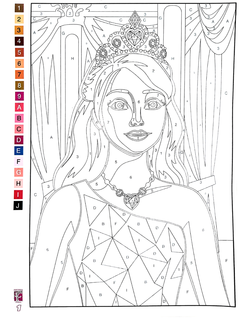 Princess Mystery Coloring Book | Color by Number | Fairy Tale Coloring Pages | Printable PDF | Digital Download