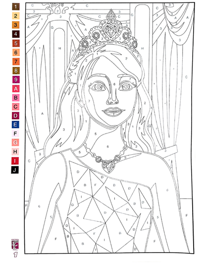 Princess Mystery Coloring Book | Color by Number | Fairy Tale Coloring Pages | Printable PDF | Digital Download