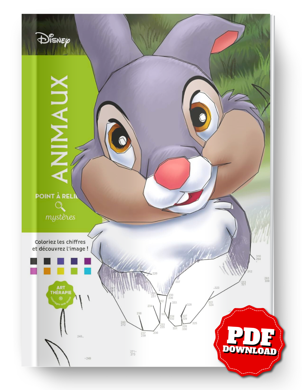 Disney Animals Dot-to-Dot Coloring Book – Mystery Color by Number (PDF Download)