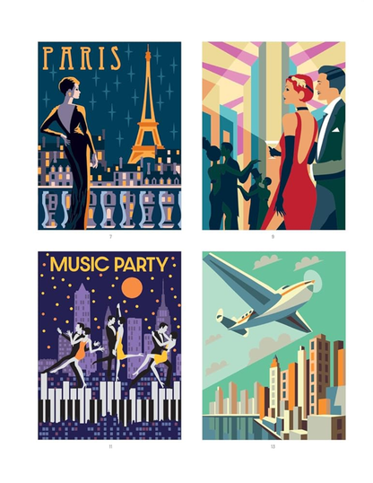 Incroyables Années Folles – Art Deco Mystery Coloring Book PDF | 40 Color-by-Number Pages